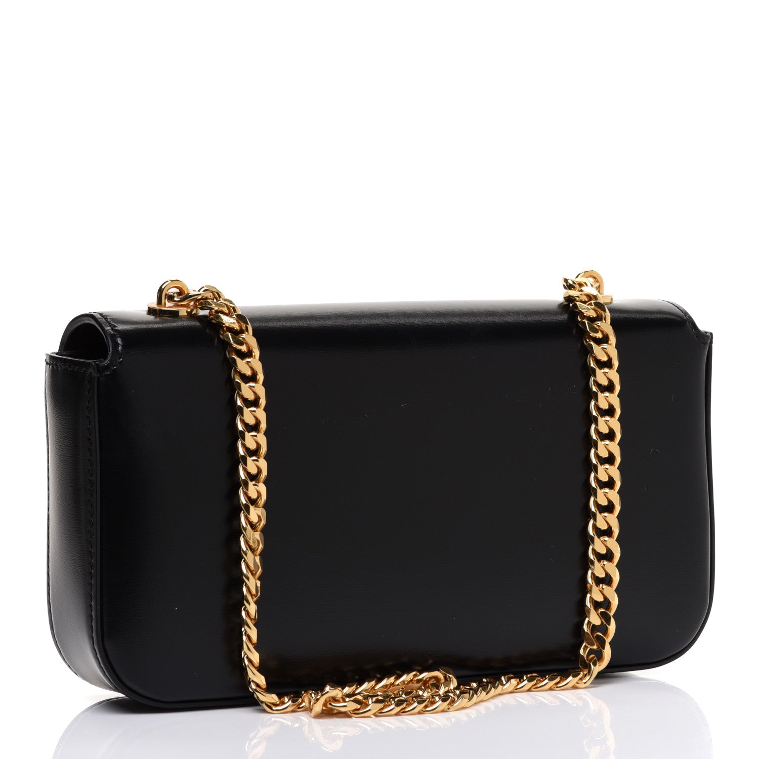 Celine Shiny Calfskin Cuir Triomphe Chain Shoulder Bag Black 3 of 10