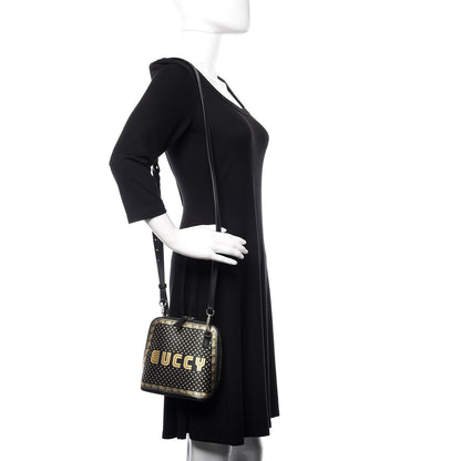 Gucci X SEGA Calfskin GUCCY Stars Mini Dome Shoulder Bag Black Gold 2 of 10