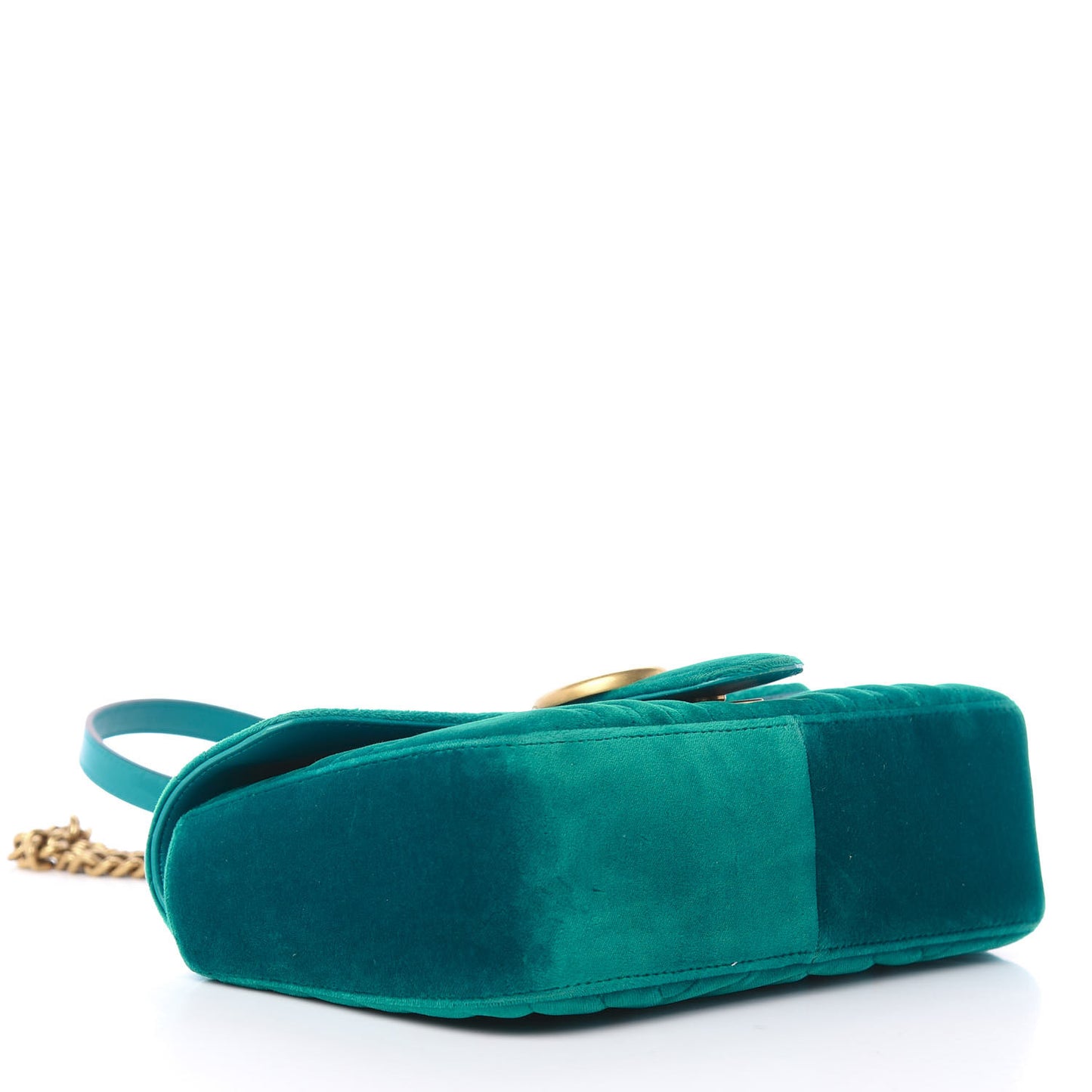 Velvet Matelasse Small GG Marmont Shoulder Bag Pavone Cyan