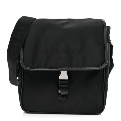 Prada Tessuto Nylon Saffiano Logo Messenger Bag Black 1 of 6