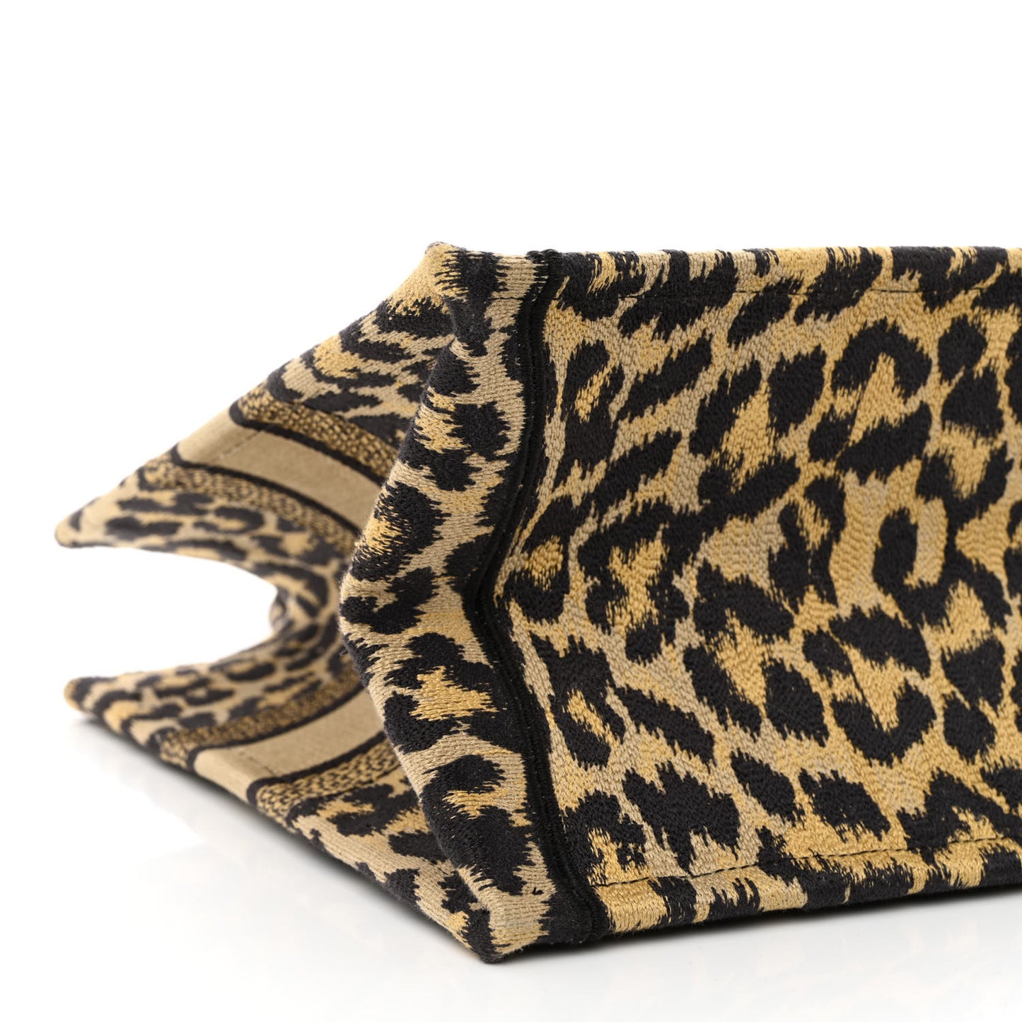 Canvas Mizza Embroidered Medium Leopard Book Tote Beige