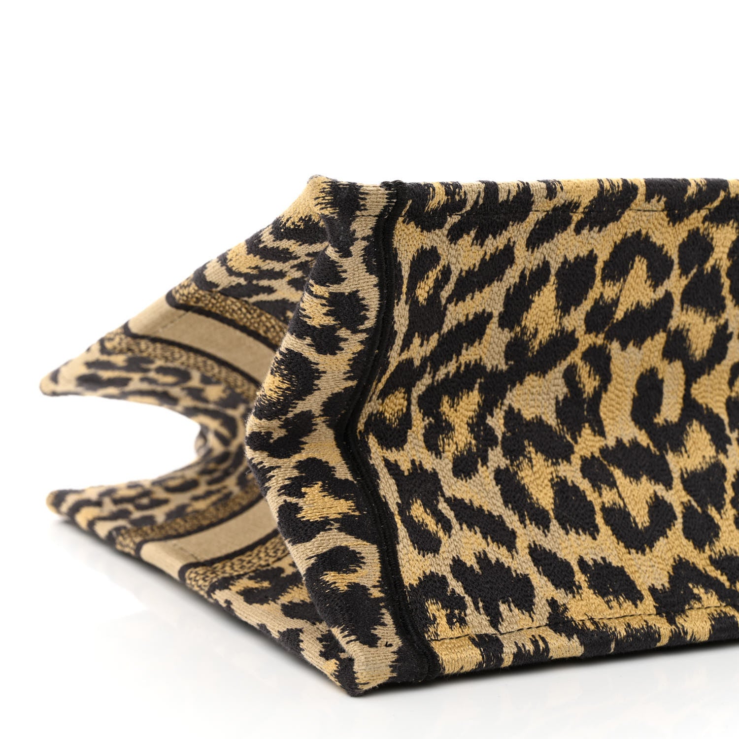 Christian Dior Canvas Mizza Embroidered Medium Leopard Book Tote Beige 9 of 14