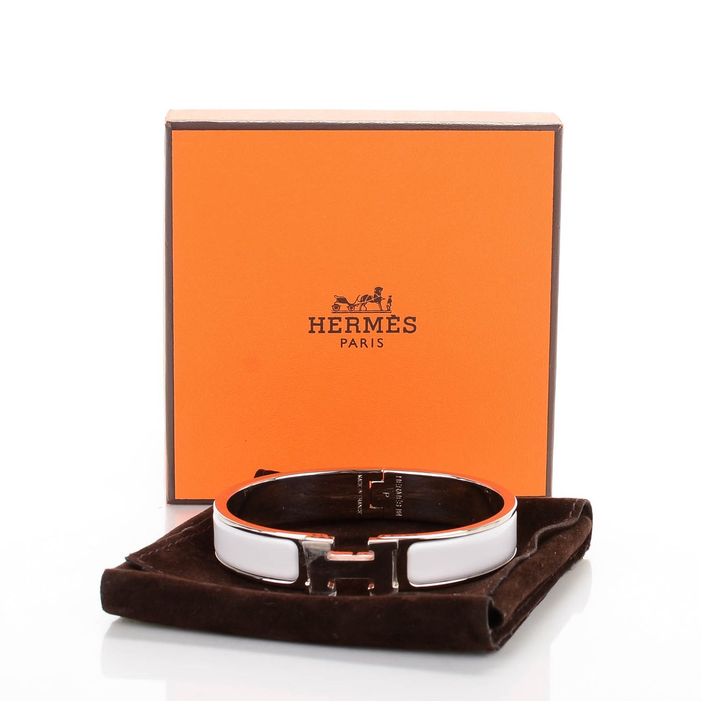 Enamel Narrow Clic Clac H Bracelet GM White
