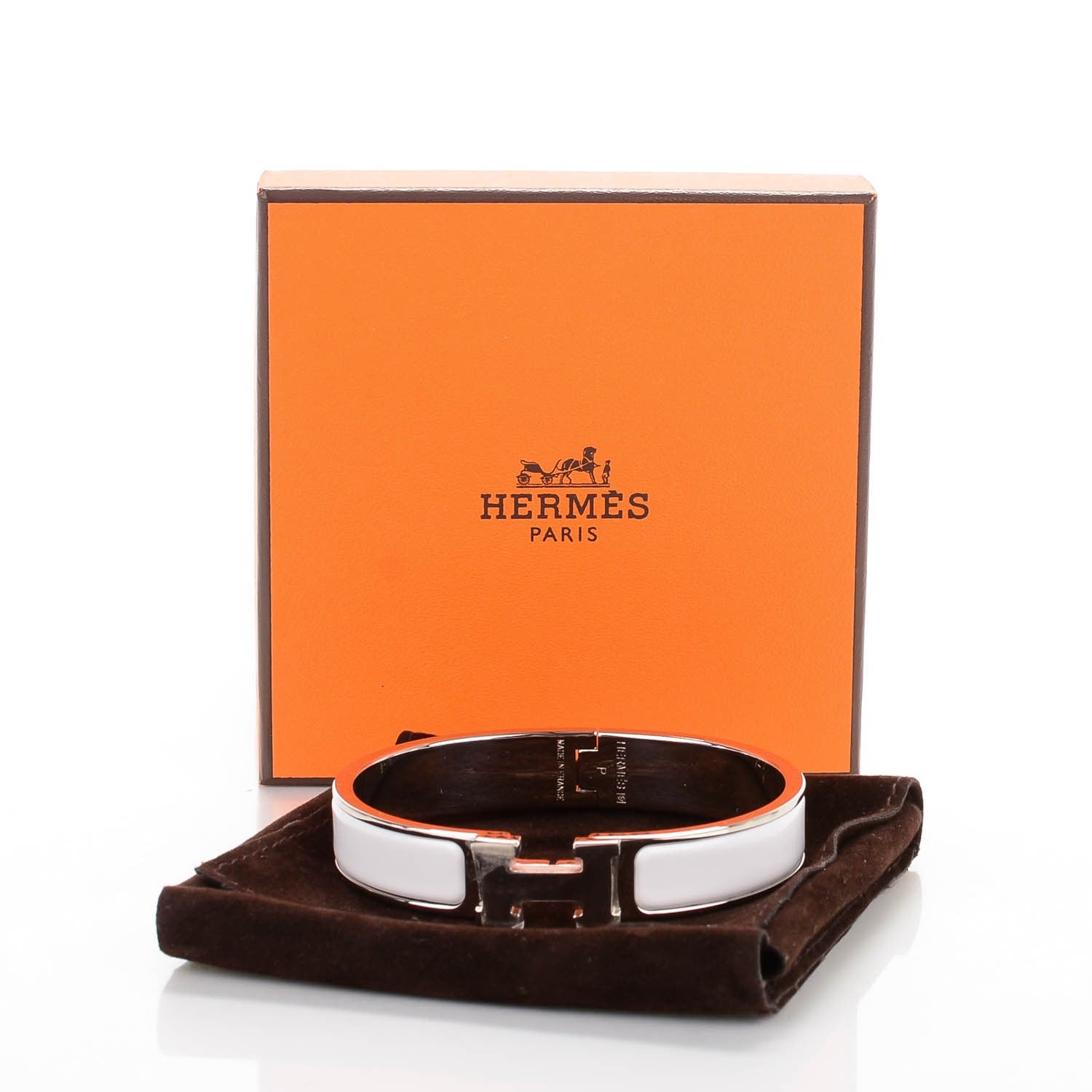 Hermes Enamel Narrow Clic Clac H Bracelet GM White 6 of 6
