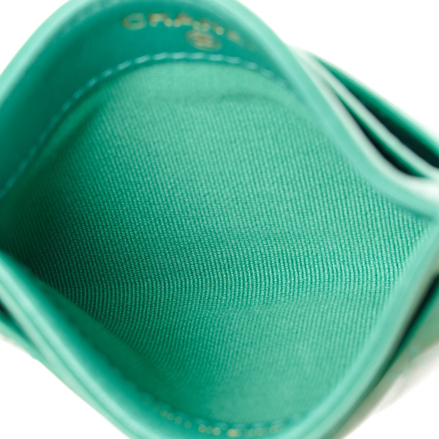 Lambskin Quilted Card Holder Green