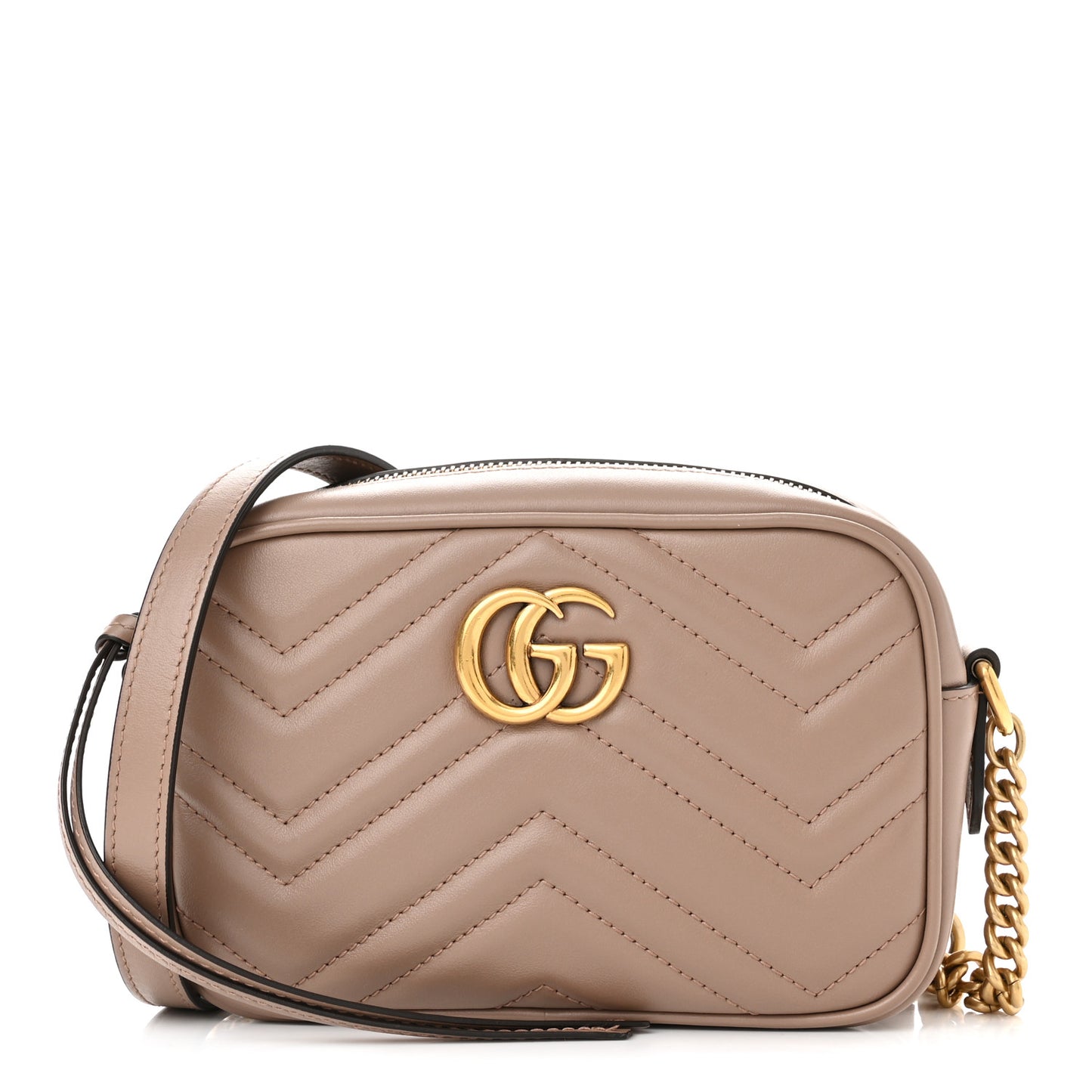Calfskin Matelasse Mini GG Marmont Chain Shoulder Bag Porcelain Rose
