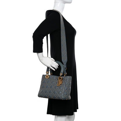 Christian Dior Calfskin Cannage Studded Medium Supple Lady Dior Grey 2 of 16