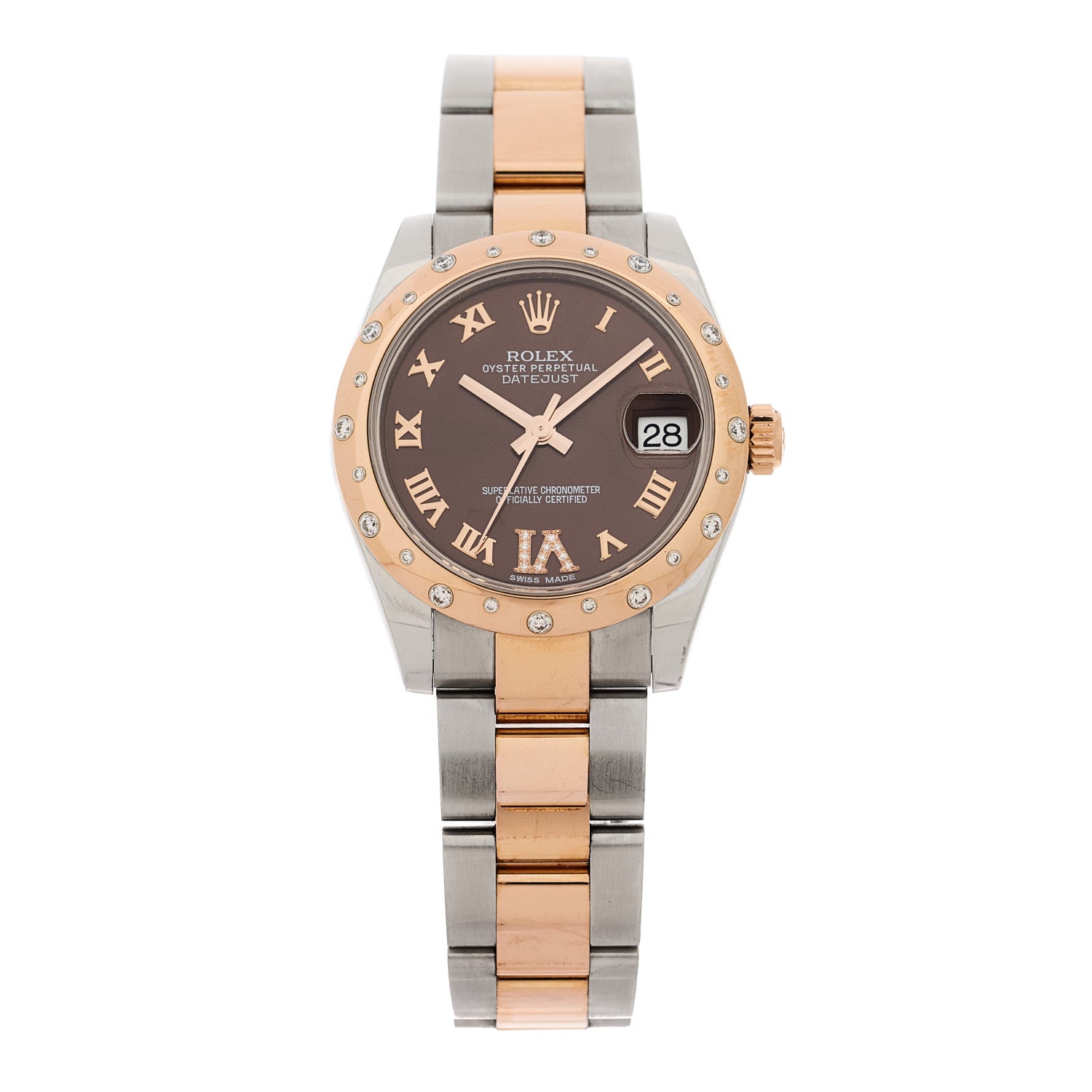 Rolex Stainless Steel 18K Everose Gold Diamond 31mm Oyster Perpetual Datejust Watch Chocolate Roman 178341 1 of 4