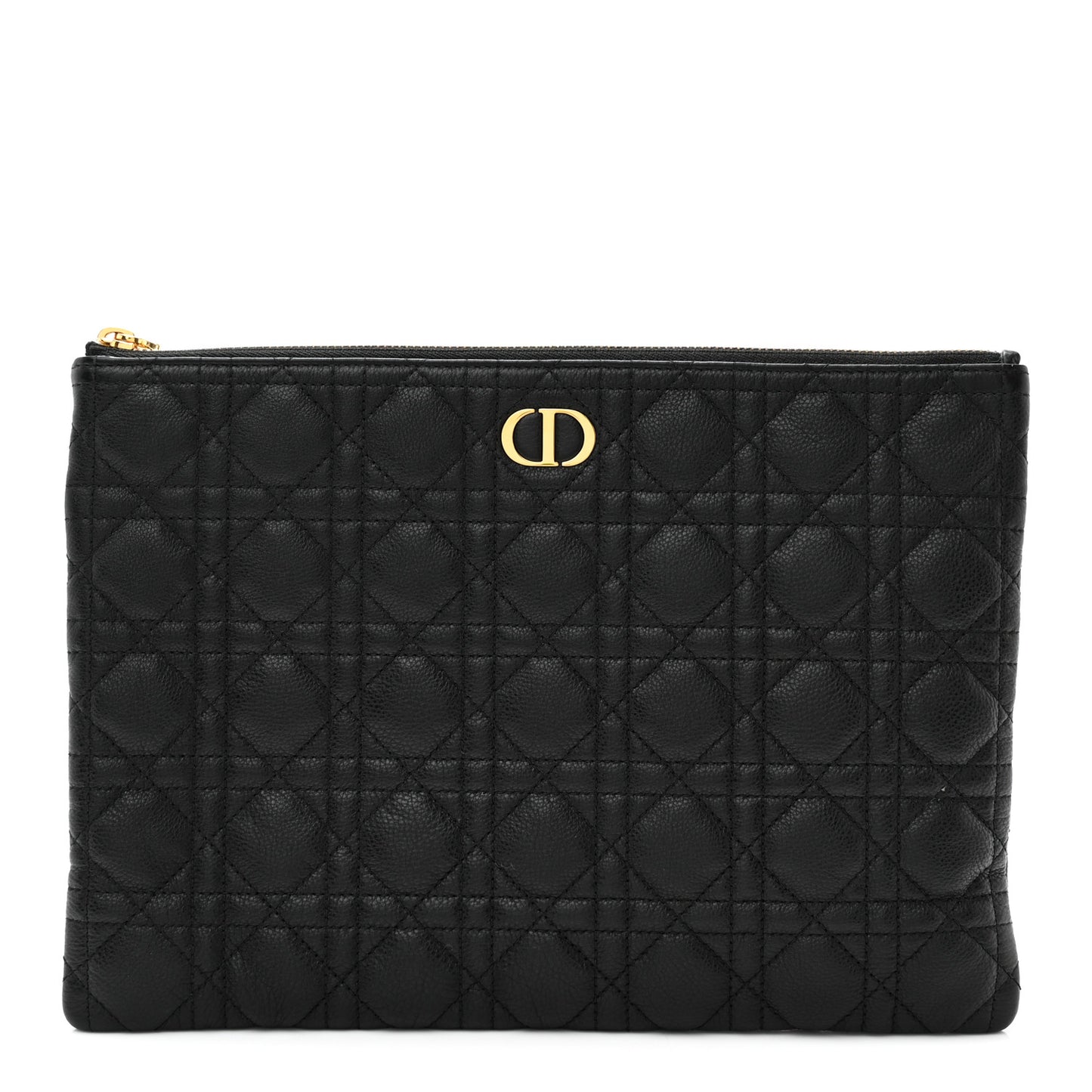 Supple Calfskin Cannage Large Caro Daily Pouch Black