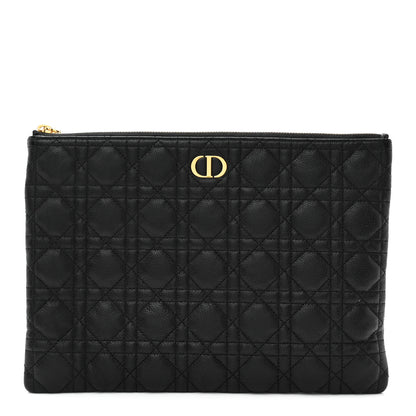 Christian Dior Supple Calfskin Cannage Large Caro Daily Pouch Black 1 of 9