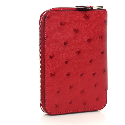 Hermes Ostrich Azap Vertical Wallet Rouge Vif 3 of 10