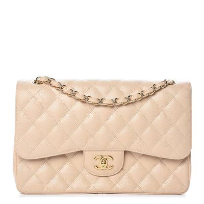 Chanel Caviar Quilted Jumbo Double Flap Beige Clair 1 of 14