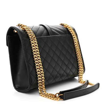 Saint Laurent Grain De Poudre Textured Mixed Matelasse Triquilt Medium Monogram Satchel Black 3 of 10
