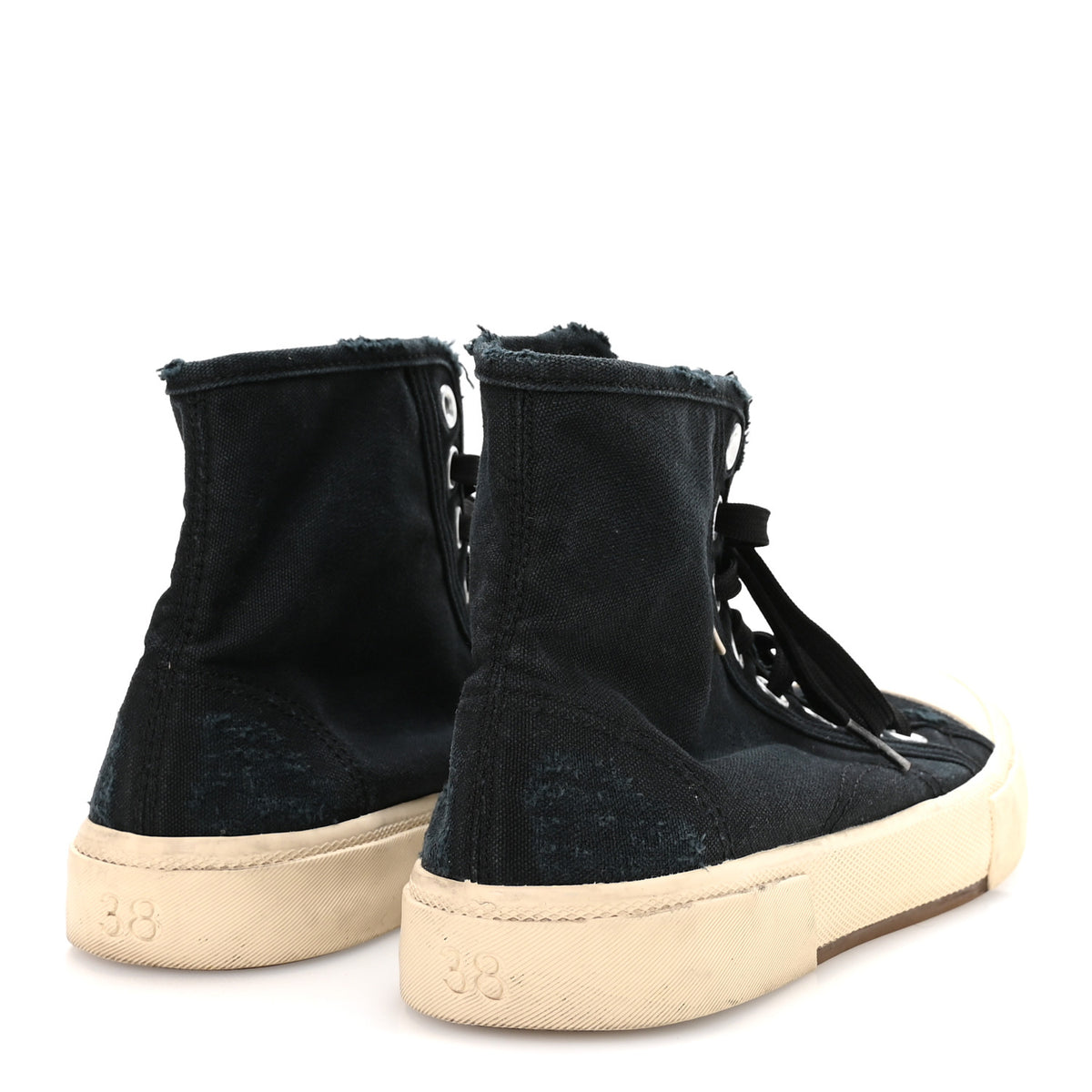 Balenciaga Canvas Distressed Womens Paris High Top Sneakers 38 Black 5 of 7