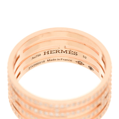 Hermes 18K Rose Gold Diamond GM Ariane Wedding Band Ring 52 6 3 of 4