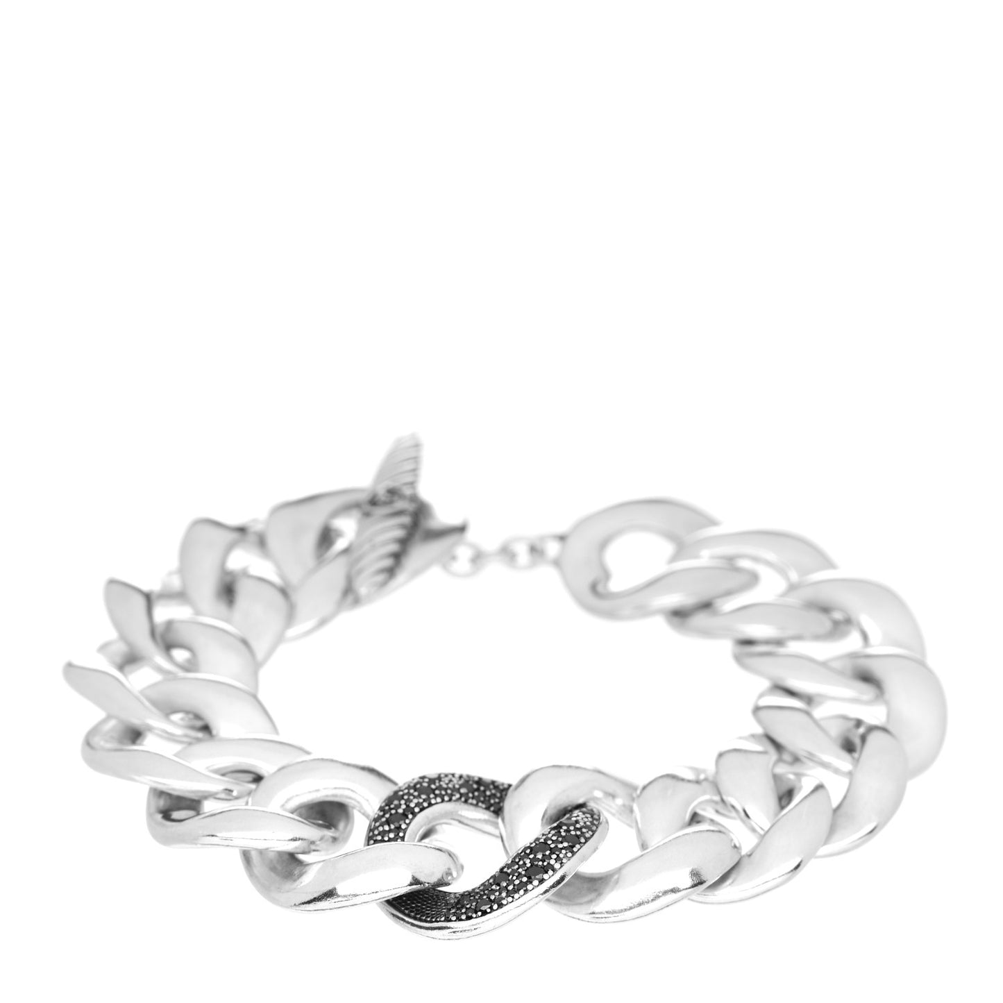 Sterling Silver Black Diamond Large Cordelia Curb Link Bracelet