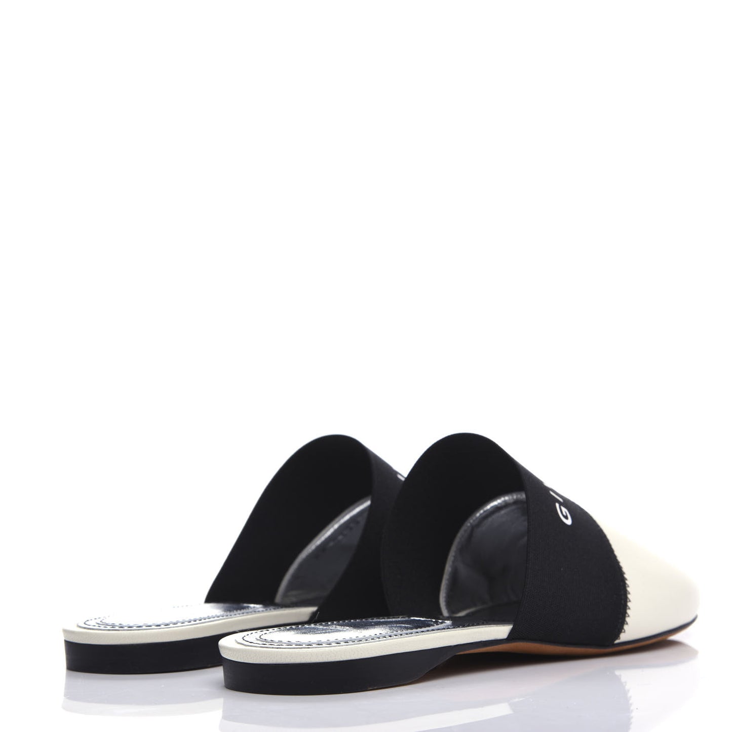 Calfskin Bedford Logo Mule Slides 38.5 White Black
