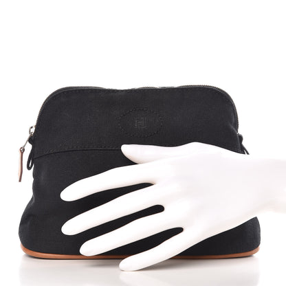 Hermes Cotton Canvas Mini Bolide Travel Cosmetic Pouch Black 2 of 11