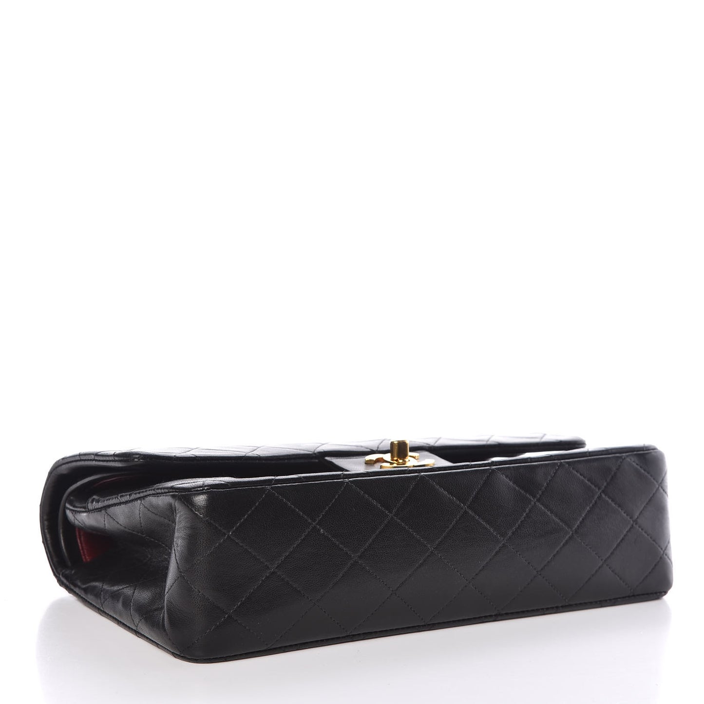 Lambskin Quilted Medium Double Flap Black