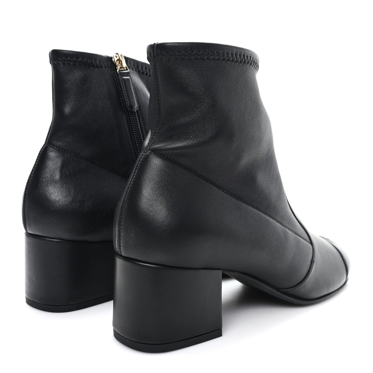 Chanel Stretch Lambskin Cap Toe CC Uniform Short Boots 39 Black 5 of 9