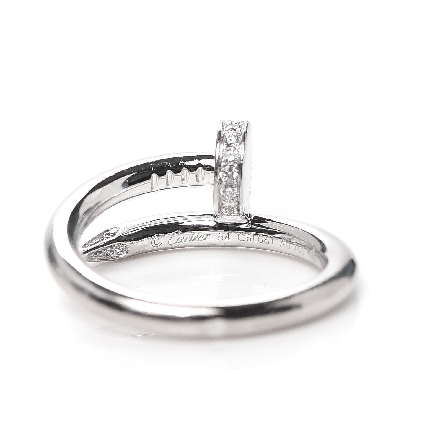 Cartier 18K White Gold Diamond Juste Un Clou Ring 54 6.75 4 of 5