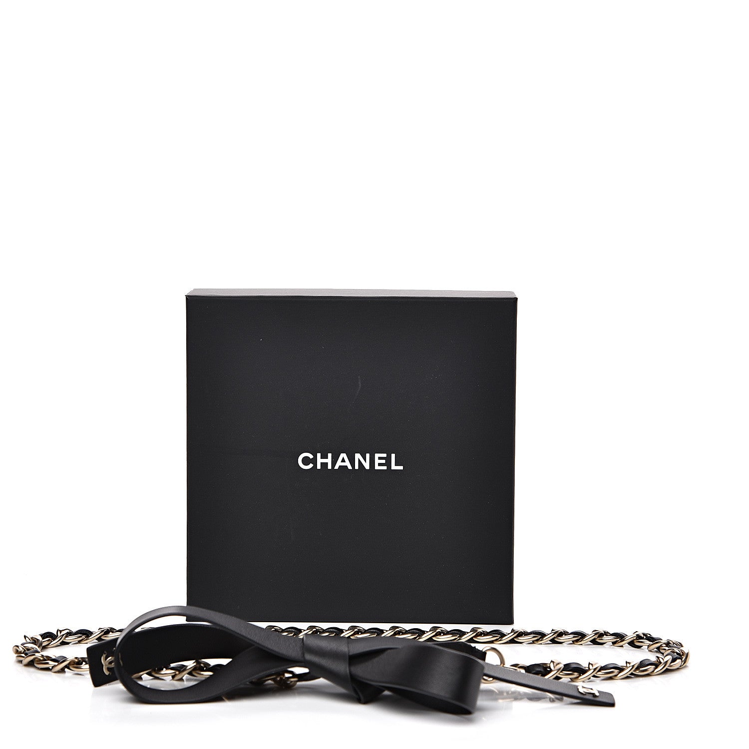 Chanel Calfskin Chain CC Bow Belt Black Gold 3 of 3