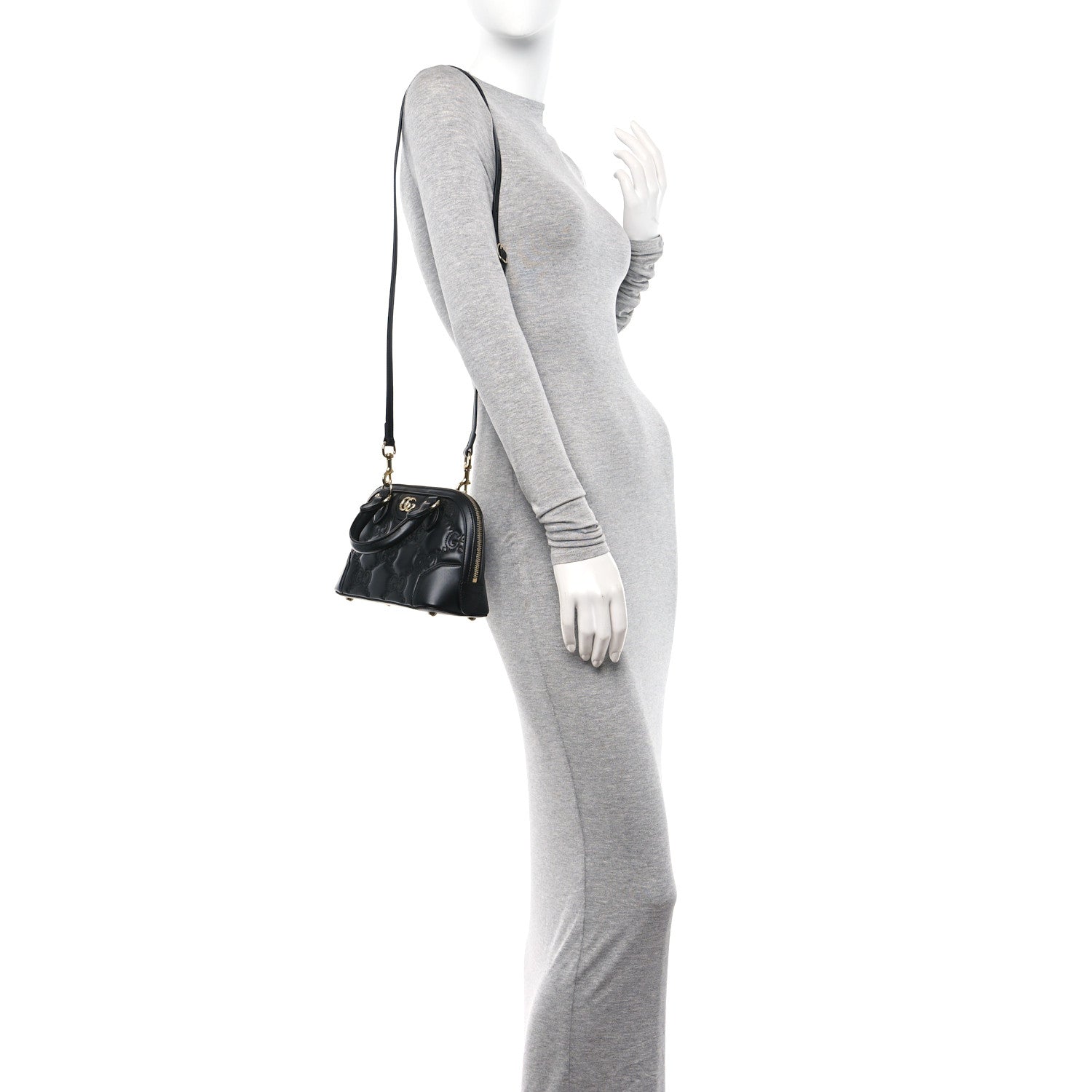 Gucci Calfskin GG Matelasse Mini Top Handle Bag Black 2 of 11