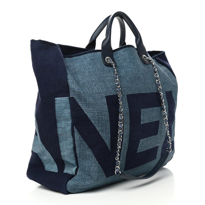 Chanel Canvas Large Shopping Tote Dark Blue 3 of 9