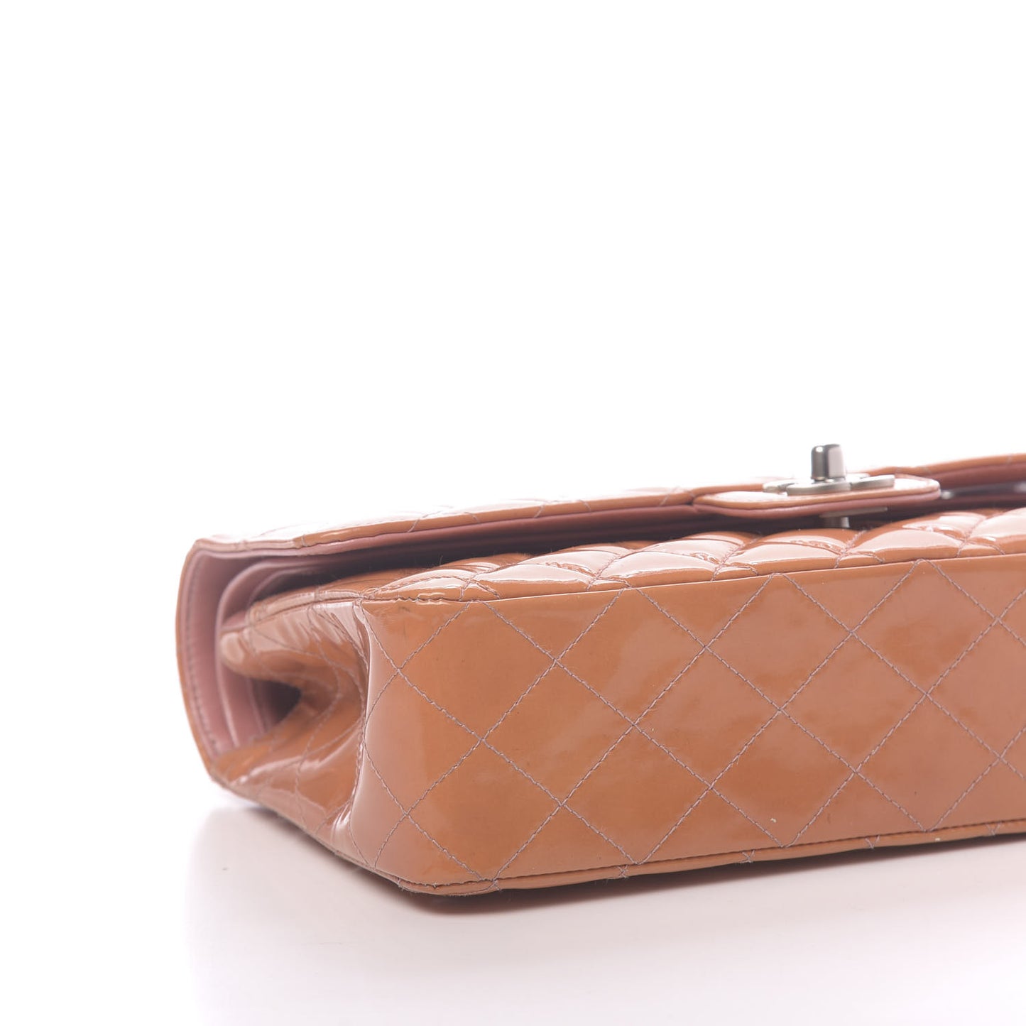 Patent Quilted Medium Double Flap Orange