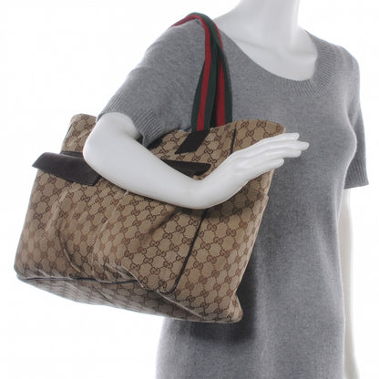 Gucci GG Monogram Medium Web Handle Double Pocket Tote Brown 2 of 7