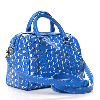 Moynat Grained Calfskin Canvas Crossbody Blue 3 of 11