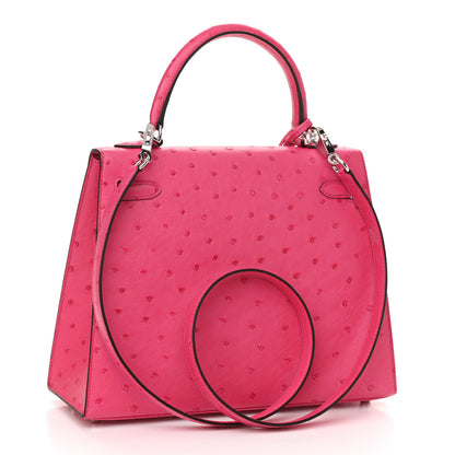 Hermes Ostrich Kelly Sellier 25 Rose Tyrien 3 of 11
