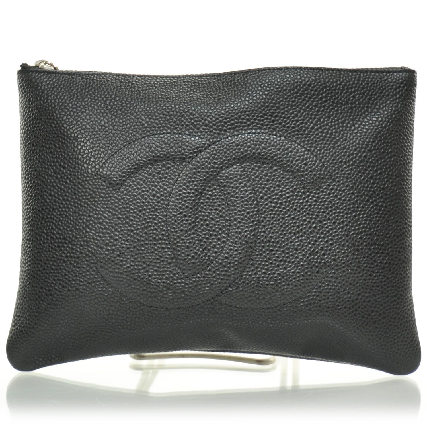 Chanel Caviar CC Flat Cosmetic Pouch Black 1 of 10