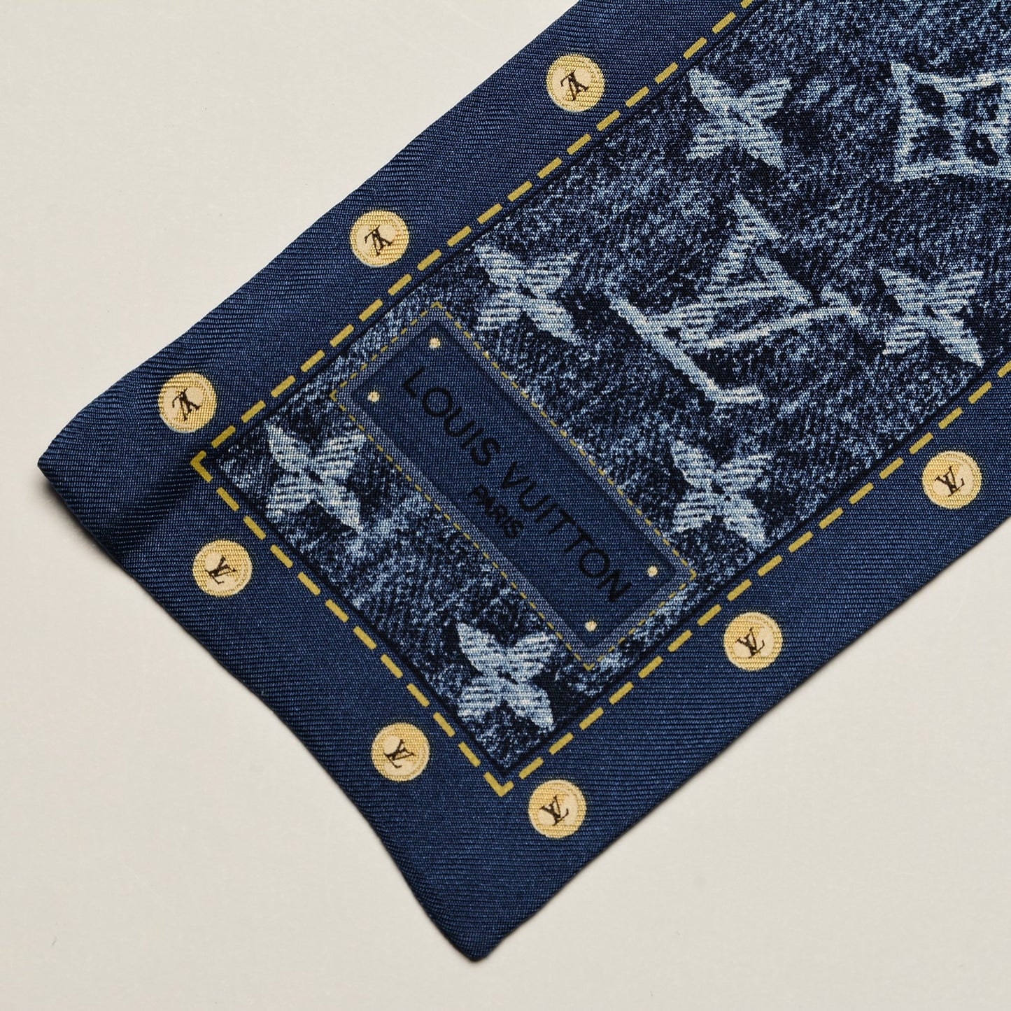 Silk Monogram Denim Bandeau Blue