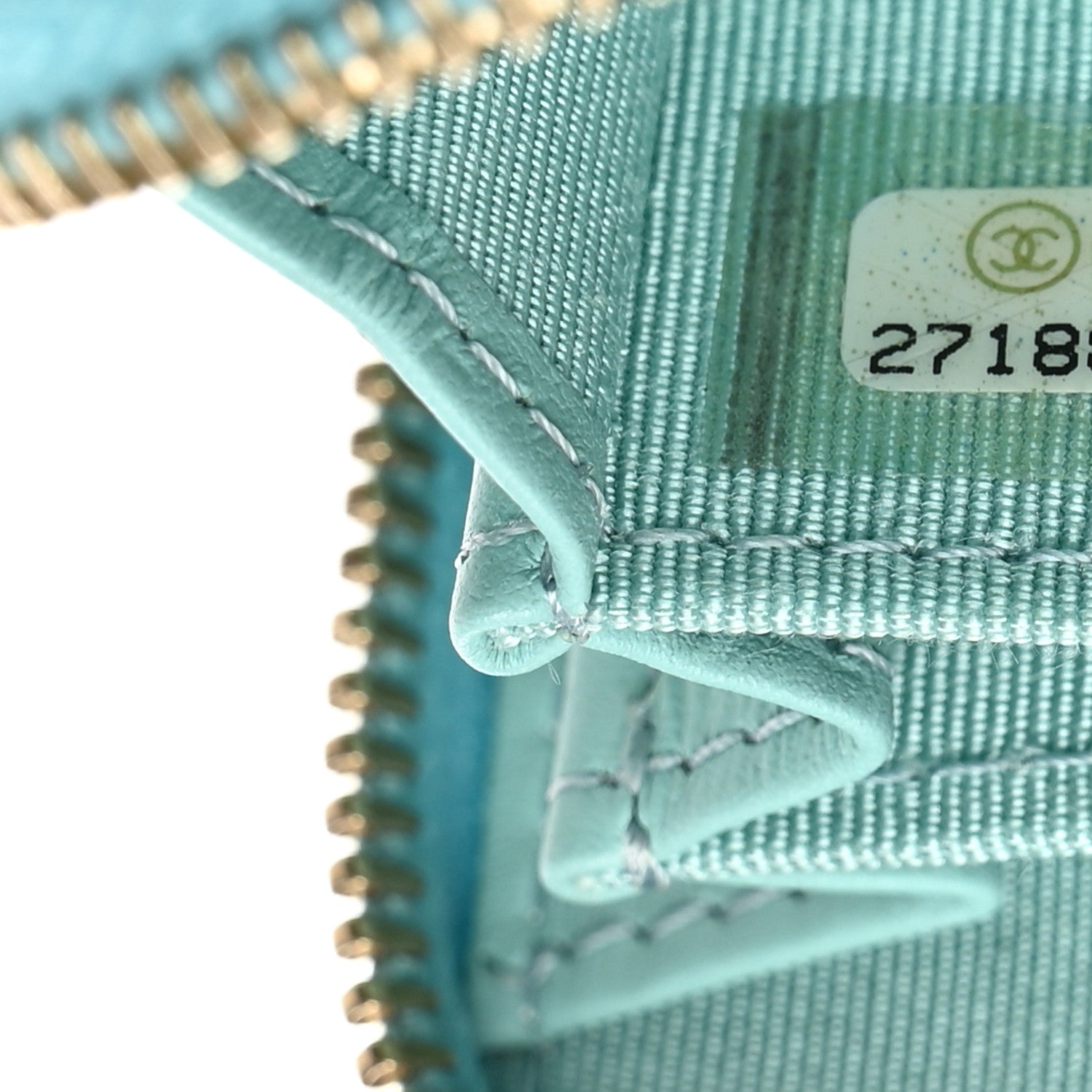 Chanel Caviar Quilted Zip Coin Purse Light Blue 7 of 7