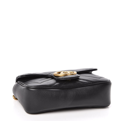 Gucci Calfskin Matelasse Super Mini GG Marmont Shoulder Bag Black 4 of 11