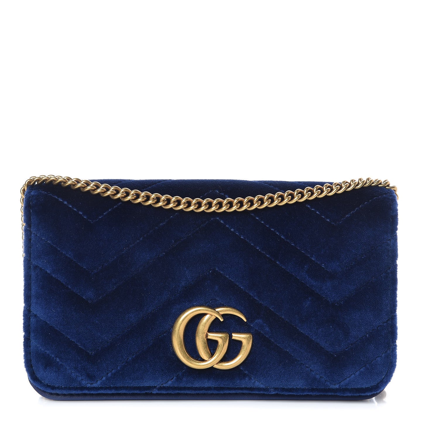 Velvet Matelasse GG Marmont Mini Bag Cobalt Blue