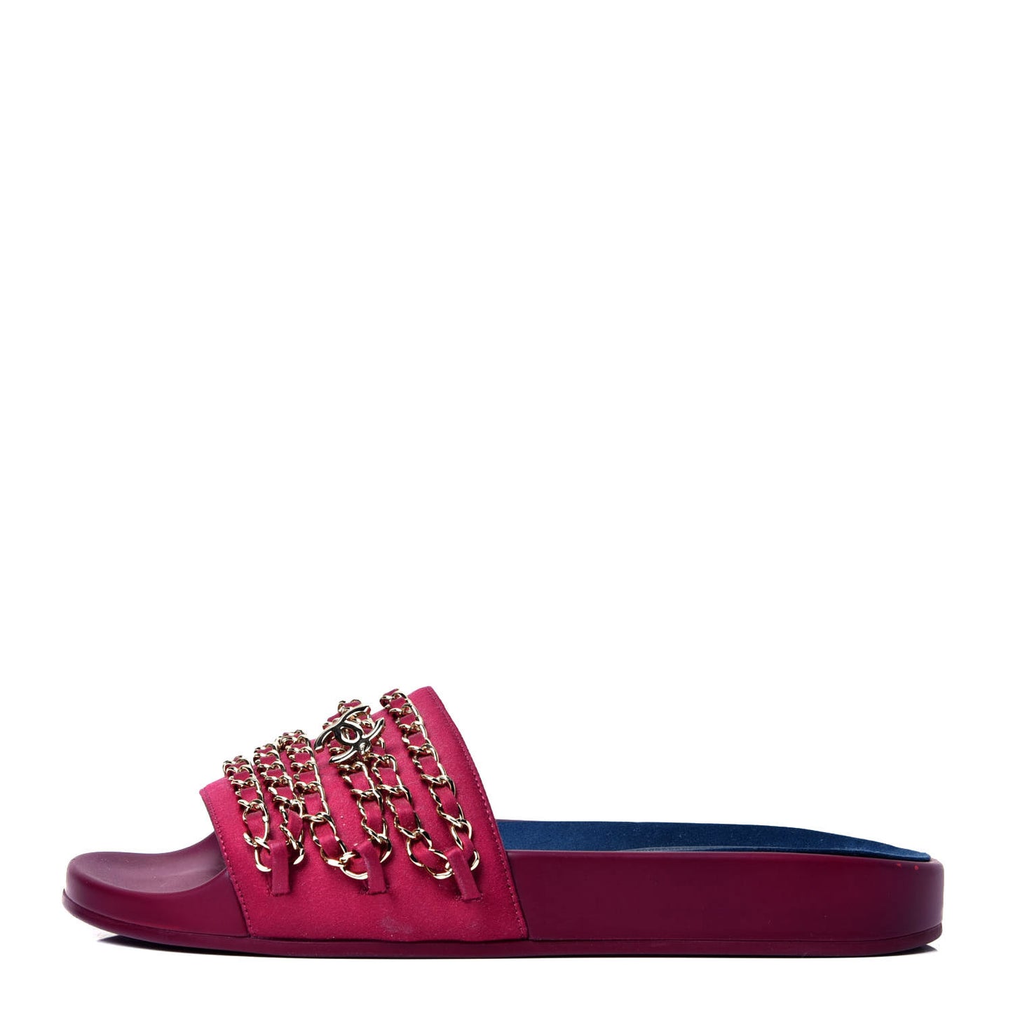 Satin Chain Flat Sandals 37 Dark Fuchsia
