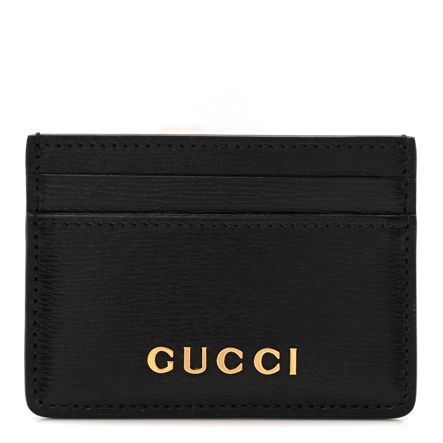 Calfskin Script Card Holder Black
