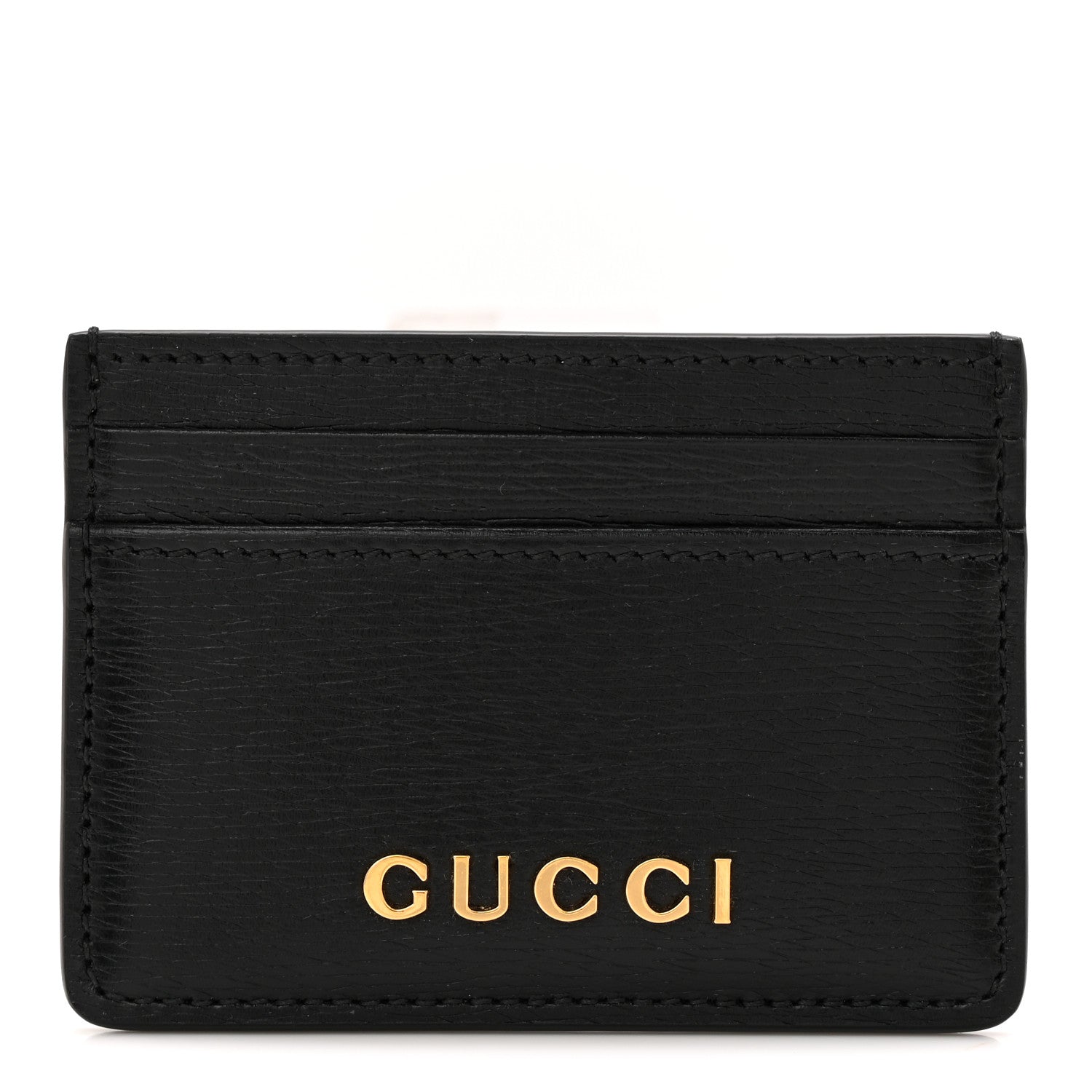 Gucci Calfskin Script Card Holder Black 1 of 7