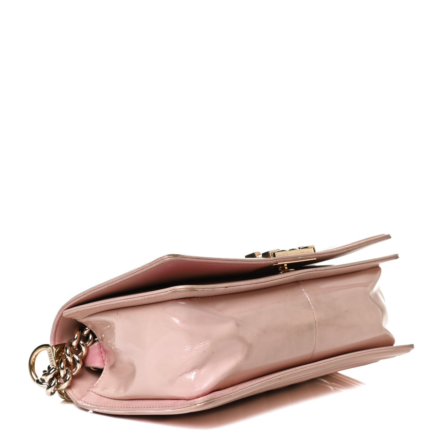 Patent Calfskin Quilted Medium Boy Flap Light Pink