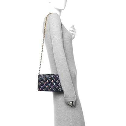 Louis Vuitton Lambskin Embossed Monogram LV Garden Pochette Coussin Navy 2 of 10