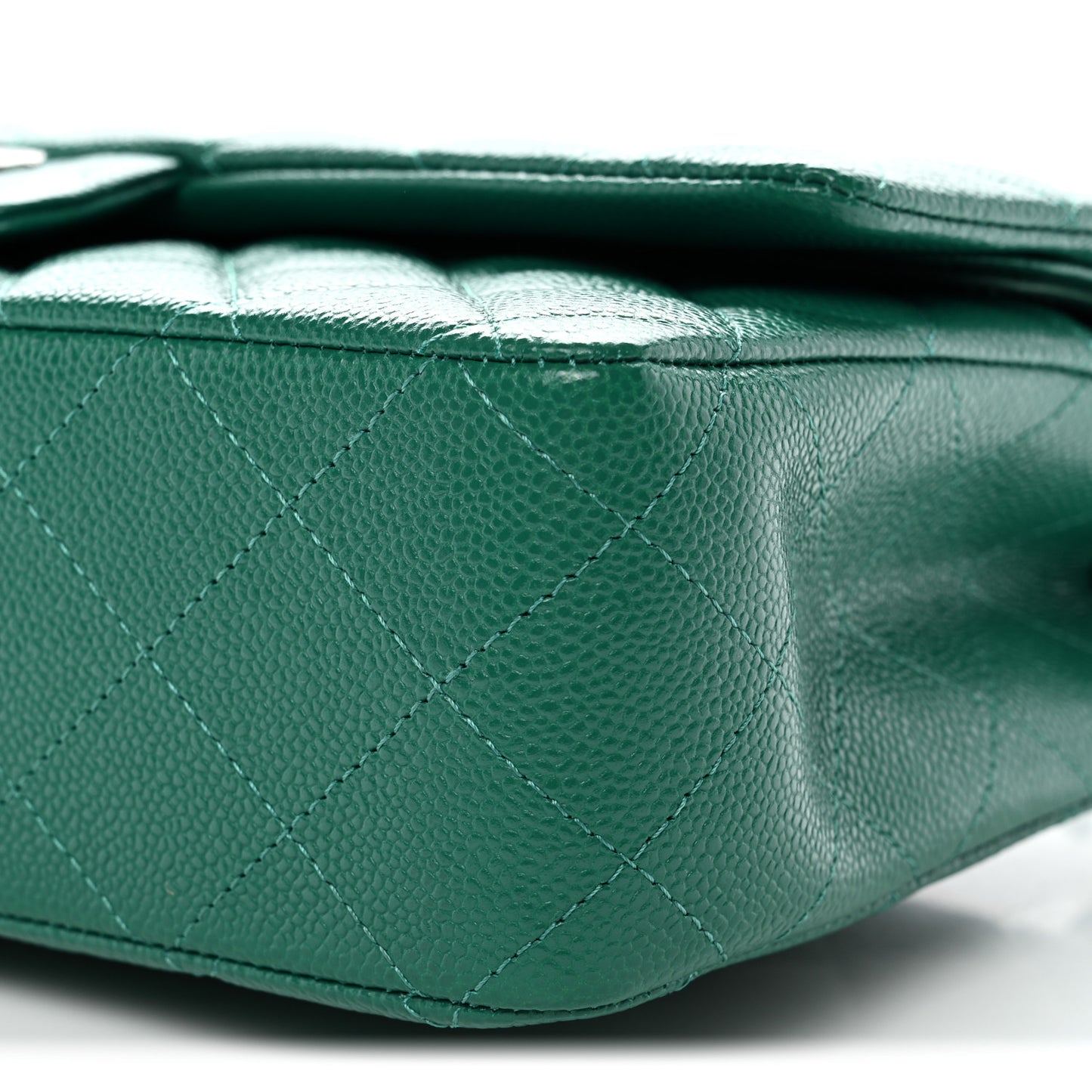 Caviar Quilted Medium Double Flap Green