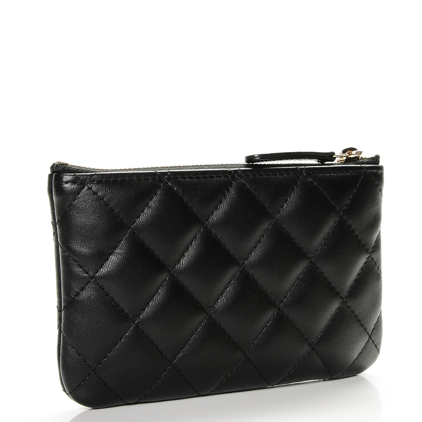 Lambskin Quilted Small Casino Cosmetic Case Black