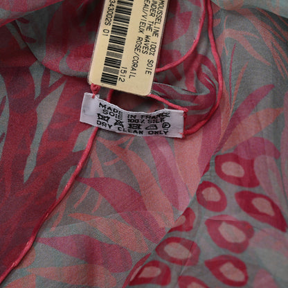 Hermes Silk Mousseline Under The Waves Shawl 140 Vert D Eau Vieux Rose Corail 3 of 7