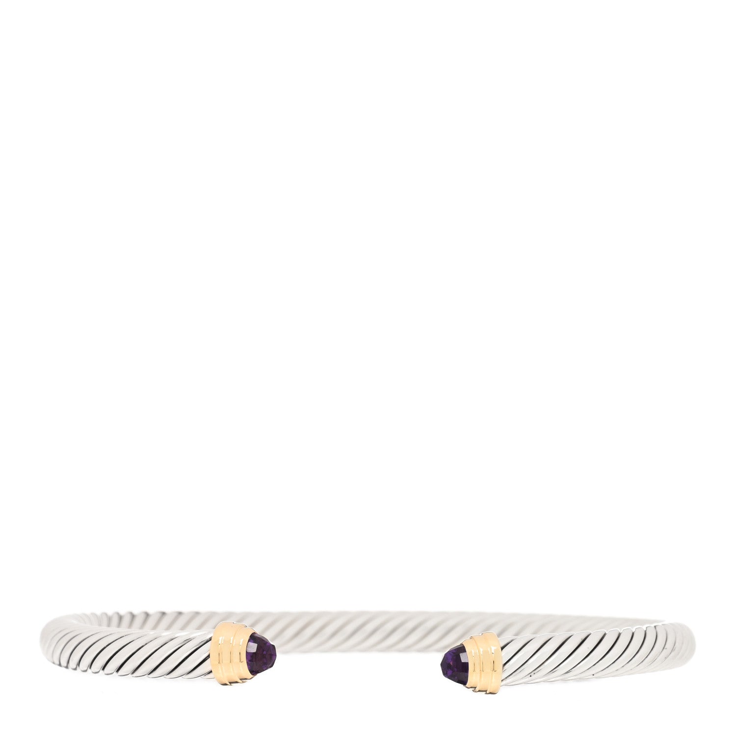 David Yurman Sterling Silver 14K Yellow Gold Amethyst 5mm Cable Classics Petite Color Bracelet 1 of 4