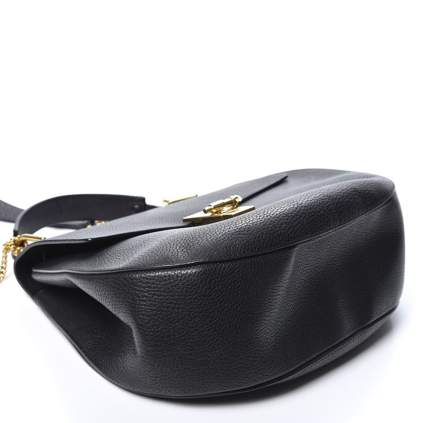 Grained Lambskin Large Drew Shoulder Bag Black