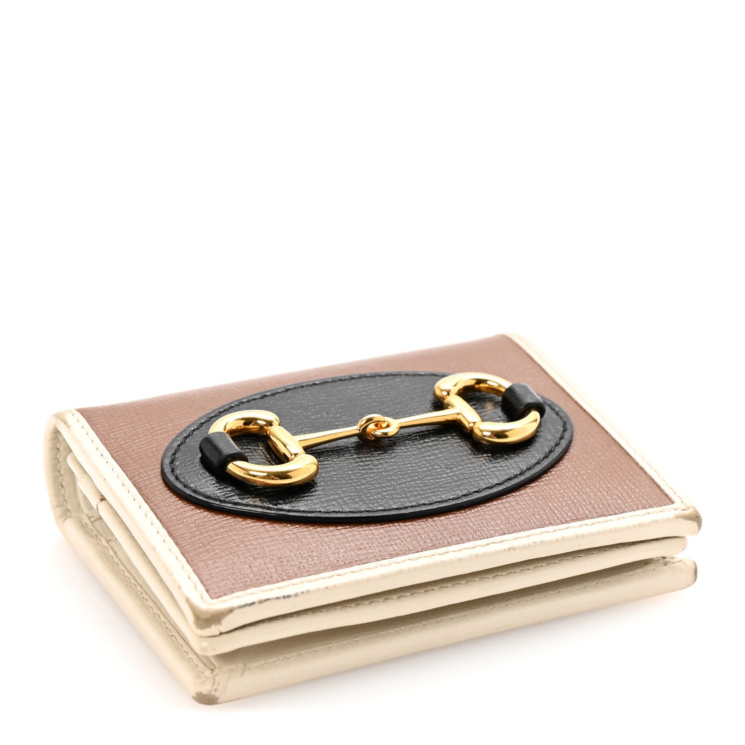 Gucci Azalea Calfskin Horsebit 1955 Card Case Wallet Black Brown Sugar Mystic White 4 of 7