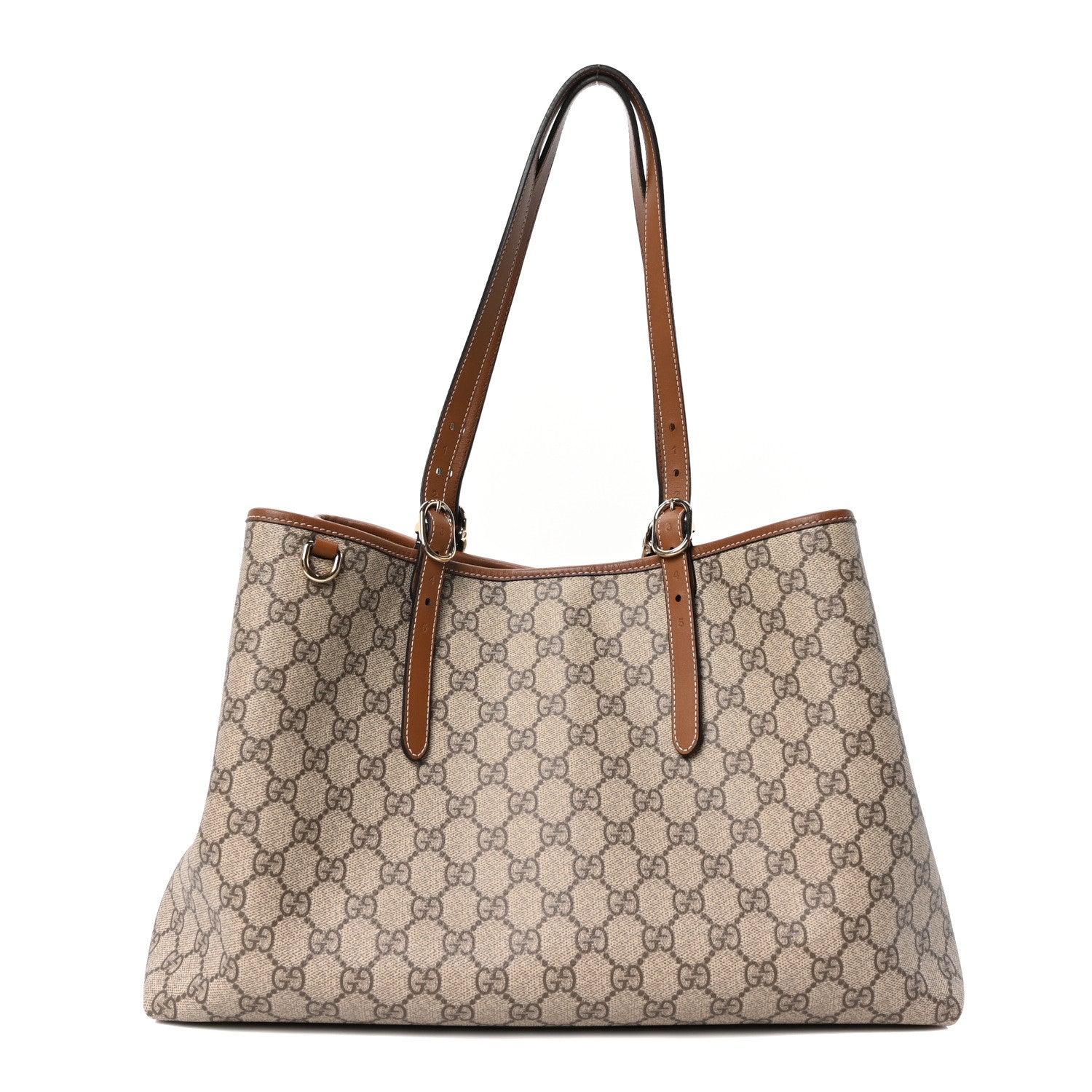 Gucci GG Supreme Monogram Emblem Large Tote Bag Beige Dark Brown 1 of 10