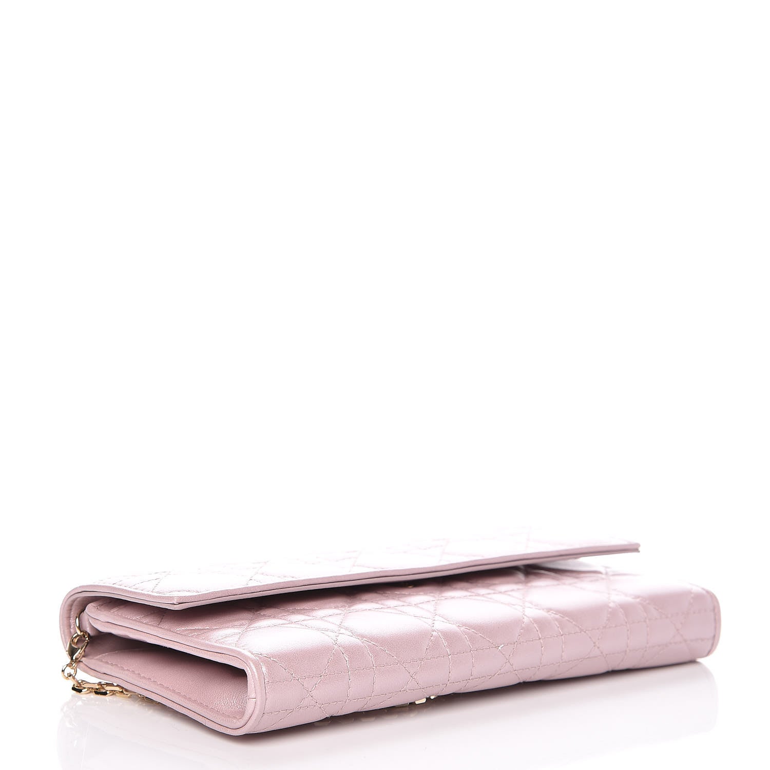 Christian Dior Metallic Lambskin Cannage Rendezvous Chain Wallet Lotus 4 of 9